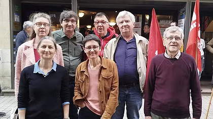 Illustration Nathalie Arthaud en soutien aux six candidats Lutte ouvrière