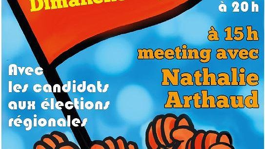 Illustration - meeting avec Nathalie Arthaud et rassemblement festif